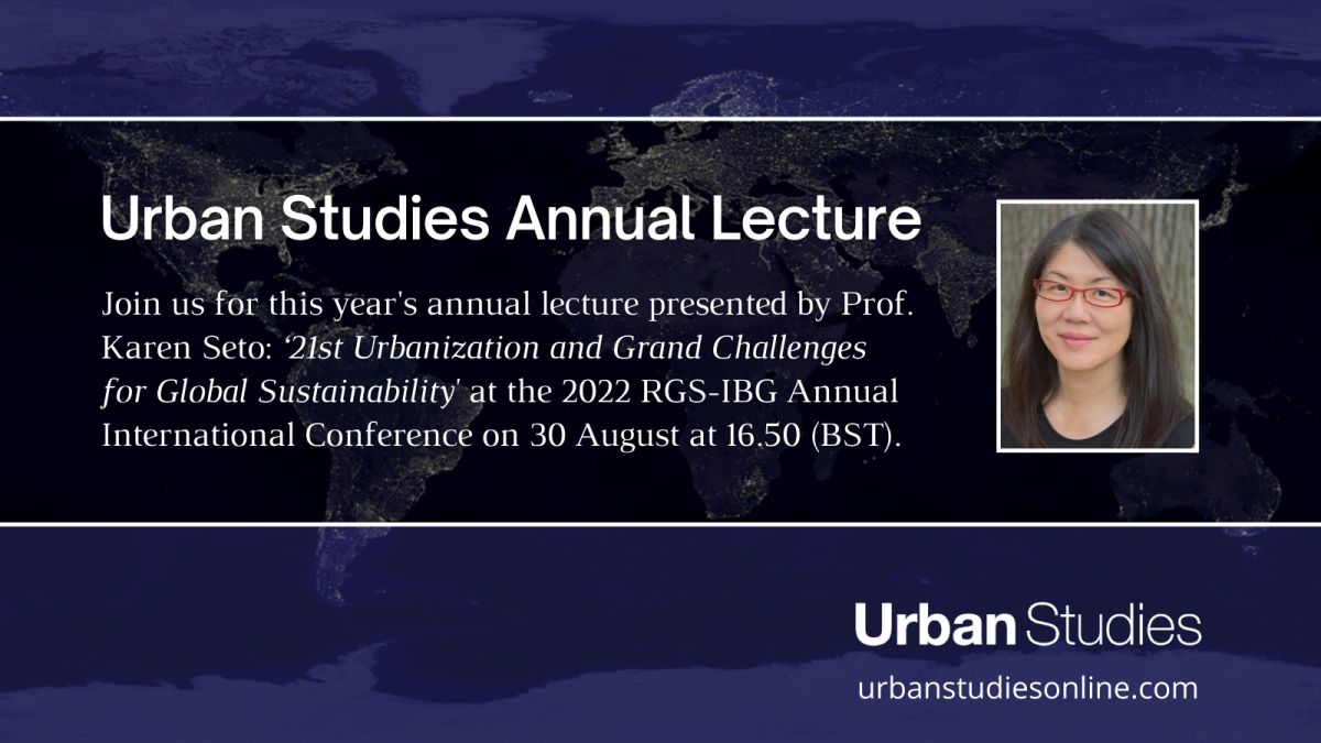 Urban Studies Annual Lecture advert