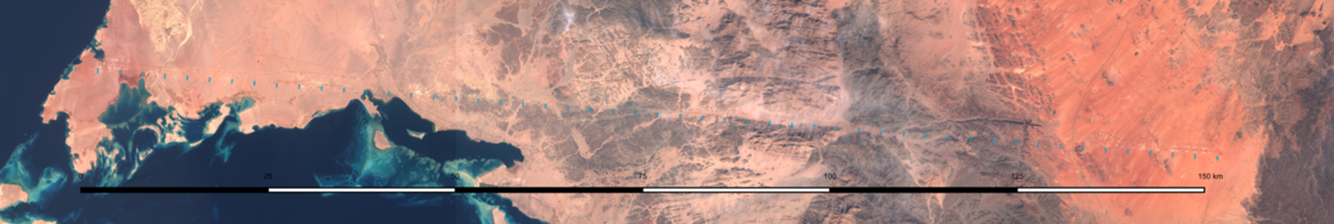Private city: 150km path of Neom, Saudi Arabia (Picture: European Space Agency)