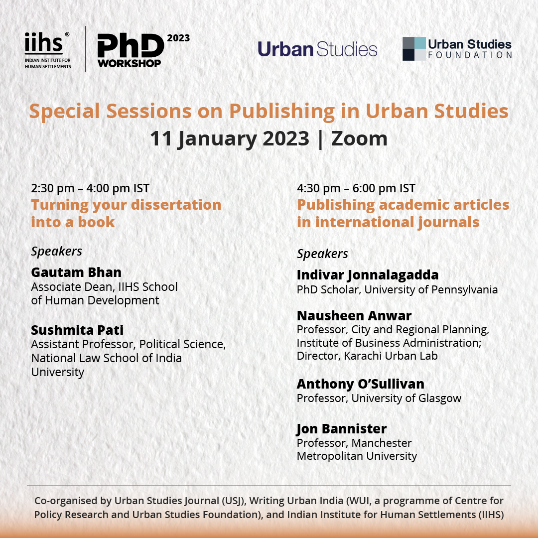 Poster for Special Sessions on Publishing in Urban Studies